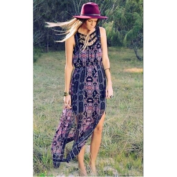 Free People Dresses & Skirts - 💕FREE PEOPLE💕 Moroccan Printed Maxi Dress ~ Boho Chic Festival Size 6